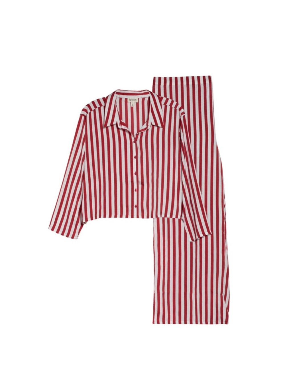 Red & White Striped Button-Front Pajama Set - Classic Lounge